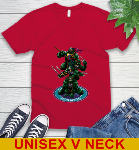 NBA Basketball Charlotte Hornets Teenage Mutant Ninja Turtles Shirt V-Neck T-Shirt 7