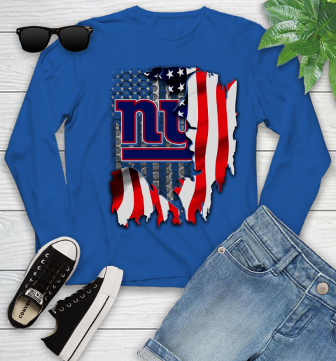 New York Giants NFL Football American Flag Youth Long Sleeve 10