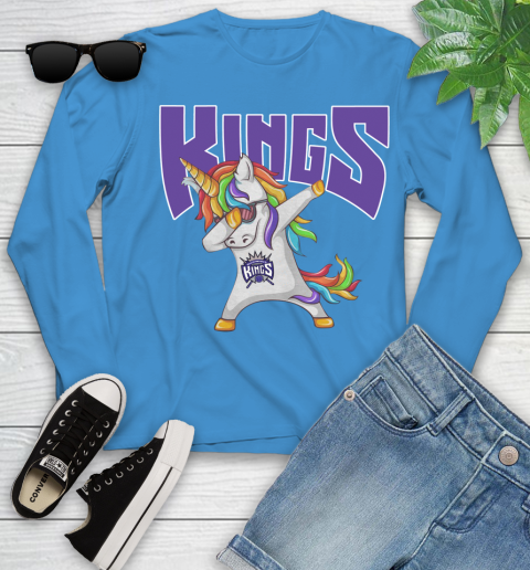 Sacramento Kings NBA Basketball Funny Unicorn Dabbing Sports Youth Long Sleeve 7