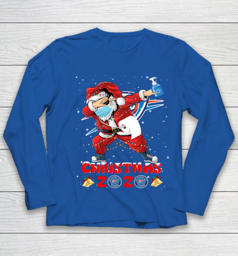 Oklahoma City Thunder Funny Santa Claus Dabbing Christmas 2020 NBA Youth Long Sleeve 7
