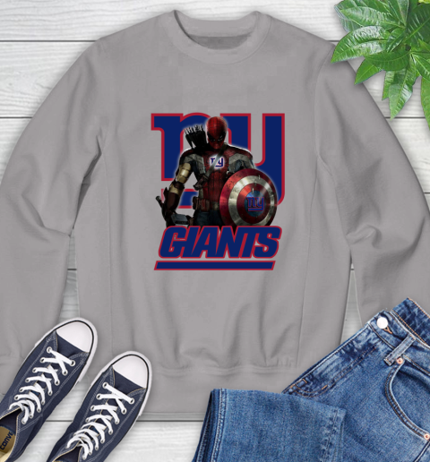NFL Captain America Thor Spider Man Hawkeye Avengers Endgame Football New York Giants Sweatshirt 5