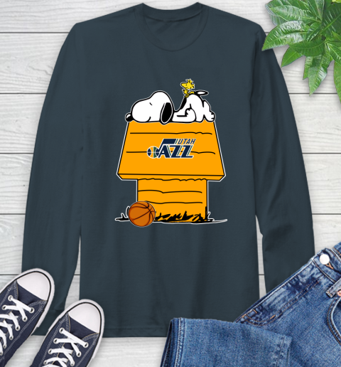 Utah Jazz NBA Basketball Snoopy Woodstock The Peanuts Movie Long Sleeve T-Shirt 8