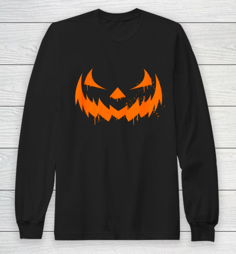 Scary Pumpkin Laugh Spooky Halloween Costume Funny Horror Long Sleeve T-Shirt