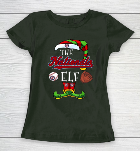 Washington Nationals Christmas ELF Funny MLB Women's T-Shirt 4