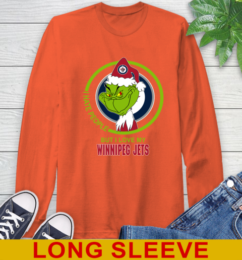 Winnipeg Jets NHL Christmas Grinch I Hate People But I Love My Favorite Hockey Team Long Sleeve T-Shirt 5