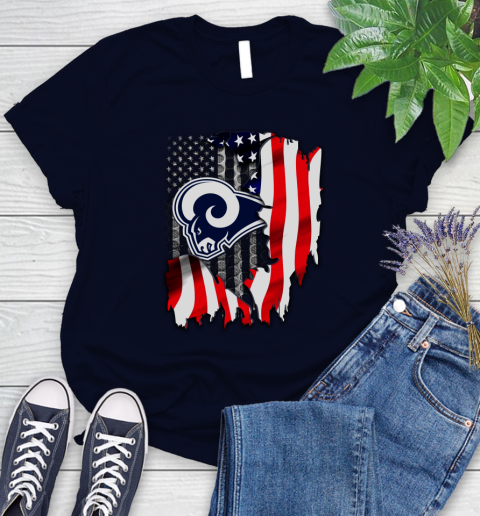 Los Angeles Rams NFL Football American Flag Women's T-Shirt 2
