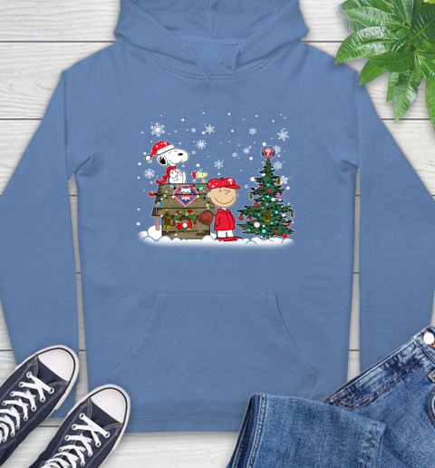 MLB Philadelphia Phillies Snoopy Charlie Brown Christmas Baseball Commissioner's Trophy Hoodie 11