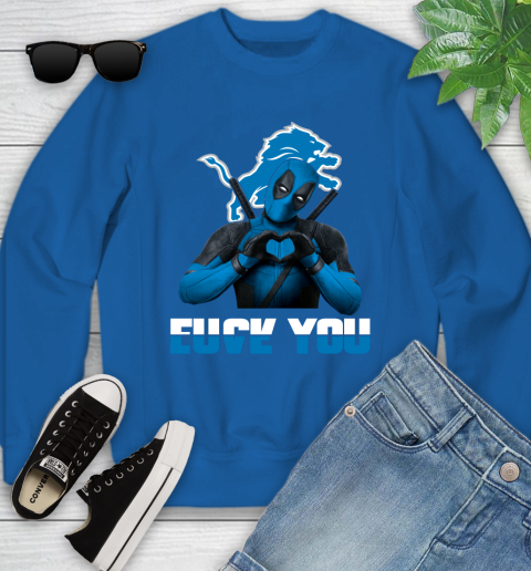 NHL Detroit Lions Deadpool Love You Fuck You Football Sports Youth Sweatshirt 7