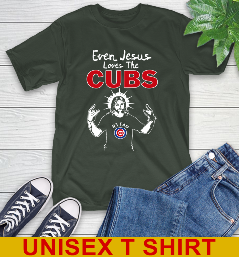 Chicago Cubs MLB Baseball Even Jesus Loves The Cubs Shirt T-Shirt 6
