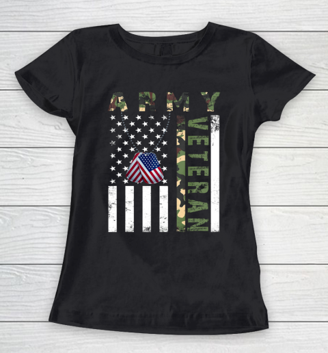 American Camo Flag Army Veteran Women's T-Shirt