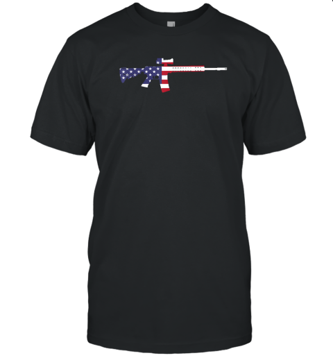 America Rifle MURICA Libertarian Conservative Gun USA Flag T-Shirt