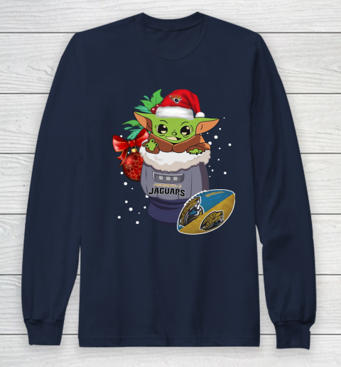 Jacksonville Jaguars Christmas Baby Yoda Star Wars Funny Happy NFL Long Sleeve T-Shirt 4