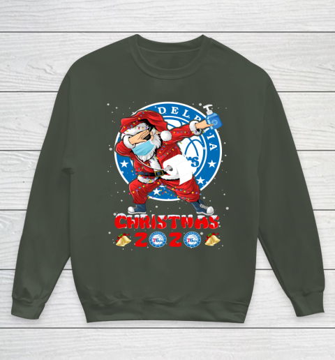 Philadelphia 76ers Funny Santa Claus Dabbing Christmas 2020 NBA Youth Sweatshirt 8