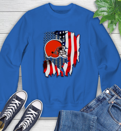 Cleveland Browns NFL Football American Flag Sweatshirt 9