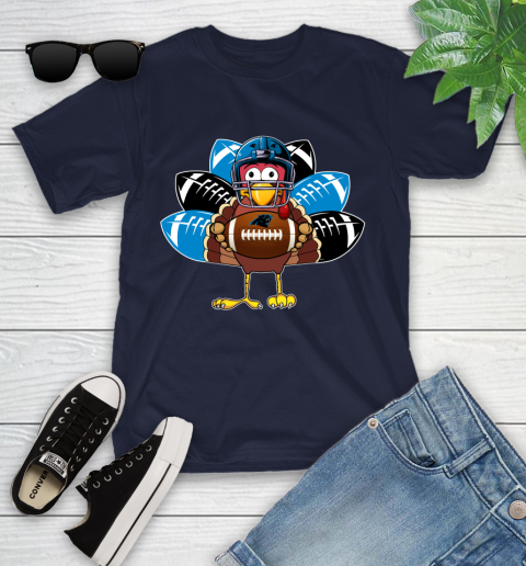 Carolina Panthers Turkey Thanksgiving Day Youth T-Shirt 3