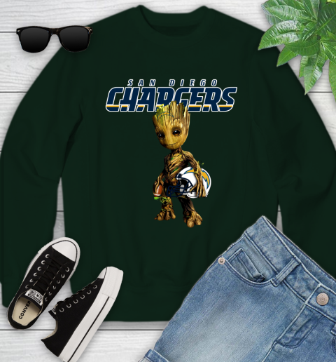 Los Angeles Chargers NFL Football Groot Marvel Guardians Of The Galaxy Youth Sweatshirt Tee For Sports