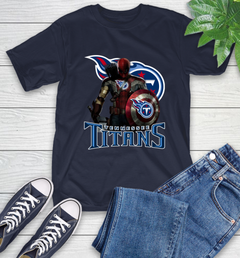 NFL Captain America Thor Spider Man Hawkeye Avengers Endgame Football Tennessee Titans T-Shirt 4