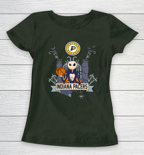 NBA Indiana Pacers Basketball Jack Skellington Halloween Women's T-Shirt 4