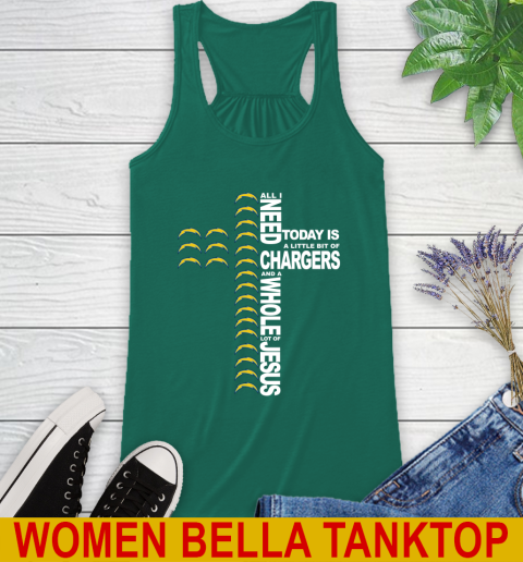 NFL All I Need Today Is A Little Bit Of Los Angeles Chargers Cross Shirt Racerback Tank 5