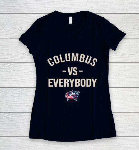 Columbus Blue Jackets Vs Everybody Women's V-Neck T-Shirt 2