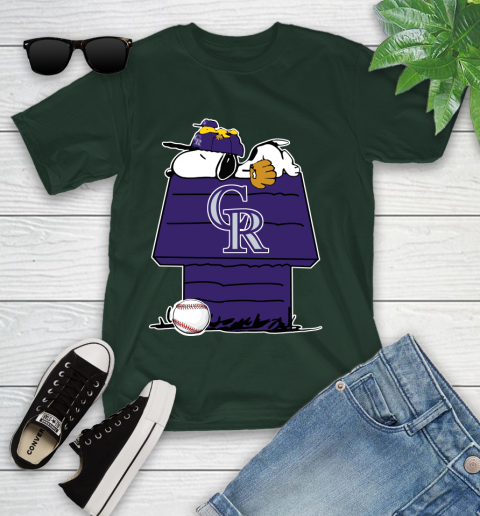 MLB Colorado Rockies Snoopy Woodstock The Peanuts Movie Baseball T Shirt Youth T-Shirt 5
