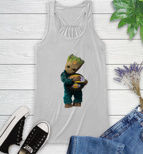 NBA Groot Guardians Of The Galaxy Basketball Sports Los Angeles Lakers Racerback Tank