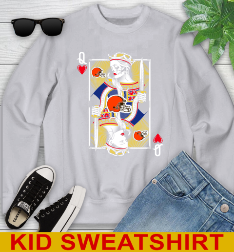 NFL Football Cleveland Browns The Queen Of Hearts Card Shirt Youth Sweatshirt 3
