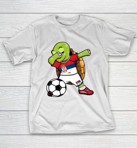 Dabbing Turtle Serbia Soccer Fans Jersey Serbian Football T-Shirt