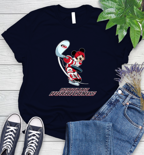 NHL Hockey Carolina Hurricanes Cheerful Mickey Mouse Shirt Women's T-Shirt 4 NHL Hockey Carolina Hurricanes Cheerful Mickey Mouse Shirt Women's T-Shirt - Image 4
