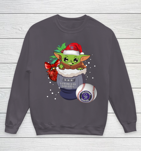 Colorado Rockies Christmas Baby Yoda Star Wars Funny Happy MLB Youth Sweatshirt 6