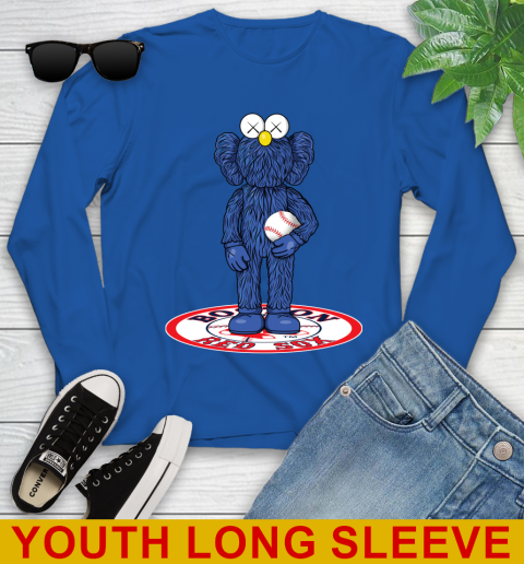 MLB Baseball Boston Red Sox Kaws Bff Blue Figure Shirt Youth Long Sleeve 10