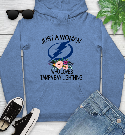 NHL Just A Woman Who Loves Tampa Bay Lightning Hockey Sports Youth Hoodie 8