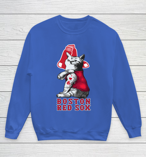 MLB Baseball My Cat Loves Boston Red Sox Youth Sweatshirt 6