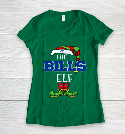 Buffalo Bills Christmas ELF Funny NFL Women's V-Neck T-Shirt 3