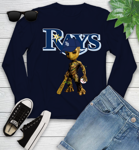 MLB Tampa Bay Rays Groot Guardians Of The Galaxy Baseball Youth Long Sleeve 3