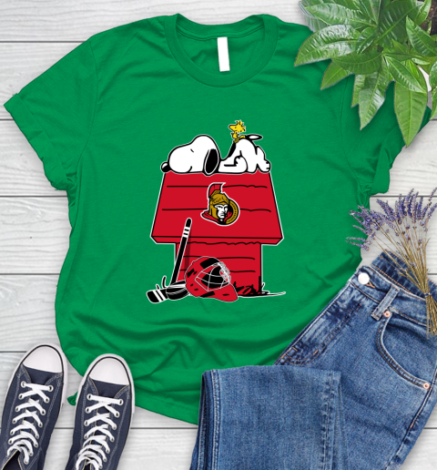 Ottawa Senators NHL Hockey Snoopy Woodstock The Peanuts Movie Women's T-Shirt 6