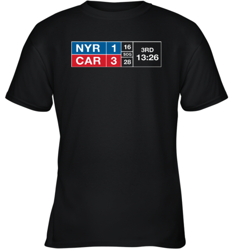 New York Rangers And Carolina Hurricanes Score Youth T-Shirt