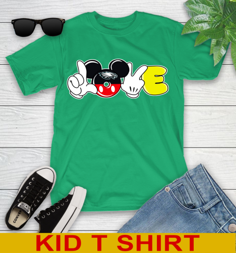 Philadelphia Eagles NFL Football Love Mickey Disney Sports Youth T-Shirt - Image 7