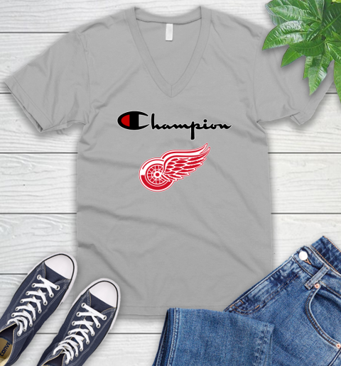 NHL Hockey Detroit Red Wings Champion Shirt V-Neck T-Shirt 2