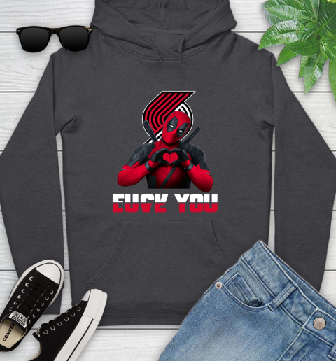 NBA Portland Trail Blazers Deadpool Love You Fuck You Basketball Sports Youth Hoodie 8