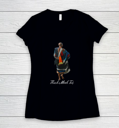 Su Thay Thich Minh Tue Monks Buddhism Women's V-Neck T-Shirt