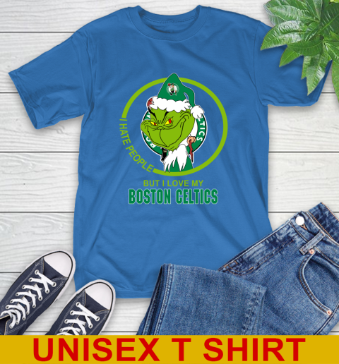Boston Celtics NBA Christmas Grinch I Hate People But I Love My Favorite Basketball Team T-Shirt 9
