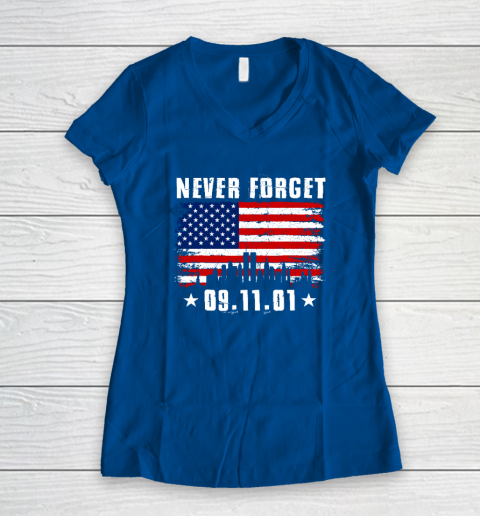 Never Forget September 11 2001 Memorial Day American Flag Women's V-Neck T-Shirt 5