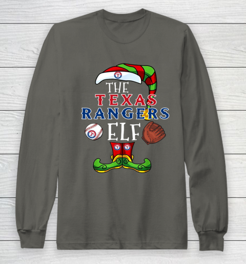Texas Rangers Christmas ELF Funny MLB Long Sleeve T-Shirt 5