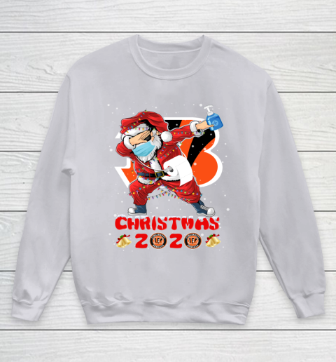 Cincinnati Bengals Funny Santa Claus Dabbing Christmas 2020 NFL Youth Sweatshirt 3