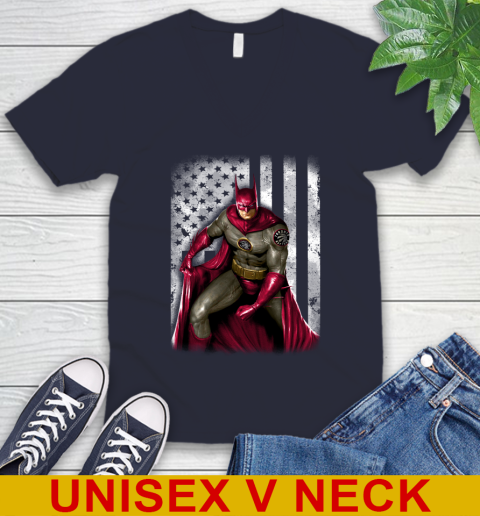 Toronto Raptors NBA Basketball Batman DC American Flag Shirt V-Neck T-Shirt 2