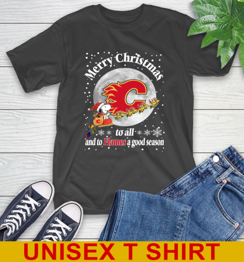 Calgary Flames Merry Christmas To All And To Flames A Good Season NHL Hockey Sports T-Shirt