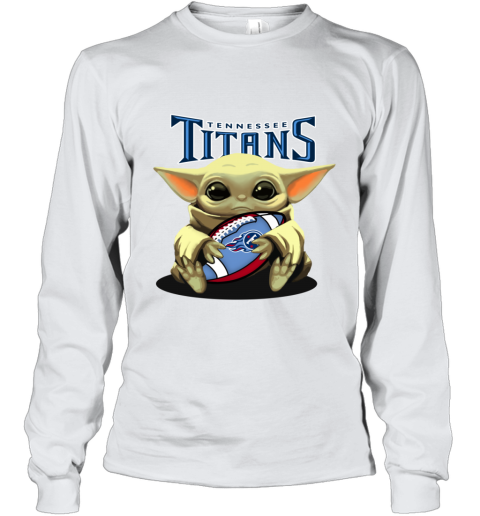 Baby Yoda Loves The Tennessee Titans leqw baby yoda loves the tennessee titans youth long sleeve 50 front white