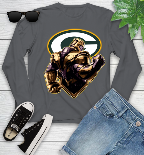 NFL Thanos Avengers Endgame Football Sports Green Bay Packers Youth Long Sleeve 8