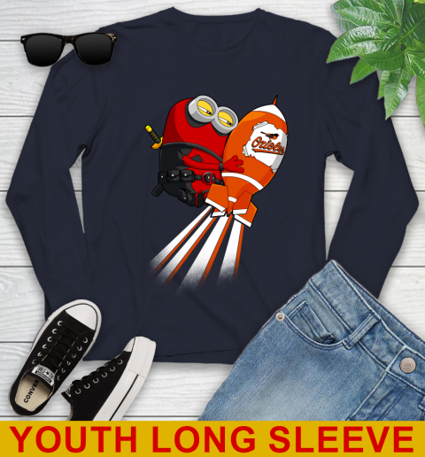 MLB Baseball Baltimore Orioles Deadpool Minion Marvel Shirt Youth Long Sleeve 2
